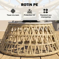 Outsunny Ensemble salon de jardin 3 pièces avec 2 fauteuils papasan pivotant et 1 tables basse ronde polyester résine tressée(m-7)