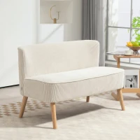 HOMCOM 2-Sitzer Sofa, weiche Polsterung, pflegeleichter Bezug, bis 150 kg belastbar, 117 x 56,5 x 77 cm, Cremeweiß(m-3)