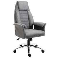 HOMCOM Chefsessel, höhenverstellbar, 5 Rollen, ergonomische Form, 68 cm x 69 cm x 126 cm, Grau(m-11)