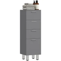 kleankin Badezimmerschrank, Badschrank, 4 Schubladen, Spanplatte, glatt, Grau(m-11)