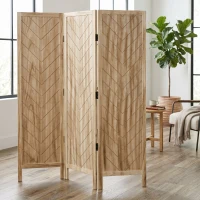 HOMCOM Paravan pliabil de interior cu 3 panouri în model os de pește din lemn, 120x1,6x170 cm(m-9)