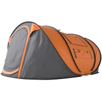 Outsunny Tenda da Campeggio Pop Up 2 Posti con 2 Porte, 4 Finestre e Telo Impermeabile, 263.5x220x123 cm, Arancione(m-10)