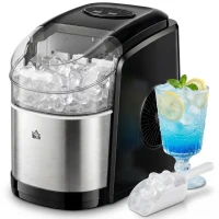 HOMCOM Eiswürfelmaschine Eiswürfelspender, Ice-Maker, 12kg/Tag, 9 Stück/ 6-12Minuten, Silber(m-11)