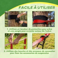 AIYAPLAY Parcours d'obstacles Ninja pour enfants 10 M kit de tyrolienne complet charge 100 kg, installation facile, rouge(m-5)