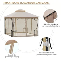 Outsunny Partytent in de tuin partytent paviljoen tuintent feesttent dubbel dak 3 x 3 m(m-6)