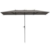 Outsunny Parasol de jardin extérieur, parasol double rectangulaire 451 x 264 cm avec manivelle toile polyester 200g/m² gris foncé