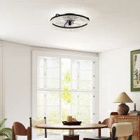 HOMCOM Plafondventilator met Verlichting, Dimbare LED Plafondventilator met Afstandsbediening voor Slaapkamer en Woonkamer, Zwart(m-10)