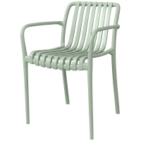 Outsunny Lot de 4 Chaises de Jardin Empilables en Polypropylène Anti-UV Accoudoirs et Dossier à Lattes Ergonomique Gris Vert