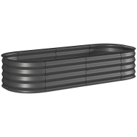Outsunny Jardinera Exterior Grande de Acero Galvanizado con Base Abierta Bordes de Seguridad Fácil Montaje 150x62x30 cm Gris