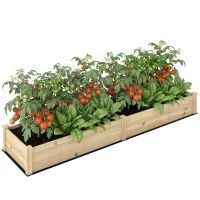 Outsunny Carré Potager de Jardin dim. 244 x 61,5 x 27 cm Feutre de Drainage, séparation Inclus Bois de Sapin(m-1)