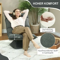 HOMCOM Chaise de sol pivotante à 360°, fauteuil pliable en velours avec dossier réglable 5 positions, 70x62x95cm, gris foncé(m-6)