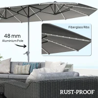 Podwójny parasol z korbką, lampa solarna, 451x267 cm(m-6)