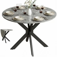 HOMCOM Tavolo Pieghevole 2-6 Persone, Ali Pieghevoli, Struttura Acciaio Doppia X, Grigio Cemento(m-11)