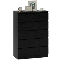 HOMCOM Chest of Drawers, 5 Drawer Dresser, Modern Storage Cabinet with 5 Drawers, for Bedroom, Living Room, Black(m-10)