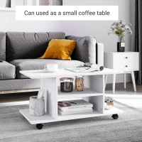 HOMCOM TV Unit for 42-inch TVs, Movable TV Table with Storage Shelves, TV Bench with Wheels for Bedroom, Living Room, White(m-21)