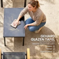 Outsunny Tuinmeubelset Metaal Zitgroep voor 4 Personen met Tweezitsbank, Stoelen en Salontafel 110x63,5x84 cm - Zwart(m-6)