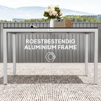 Outsunny Tuintafel Aluminium 120x70 cm Weerbestendig Balkontafel met Houtlook, voor 4-6 Personen Zwart(m-7)