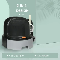 Kuweta dla kota z pokrywą i łopatką, szara(m-4)