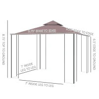 Outsunny Partytent in de tuin partytent paviljoen tuintent feesttent dubbel dak 3 x 3 m bruin(m-3)