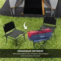 Outsunny Kampeertent voor 5-6 Personen, Familietent, Draagtas, 4,55x2,2x1,8m, Lichtgrijs/Zwart(m-6)