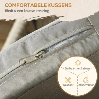 Outsunny Terrasstoel 2-delige set, Boho-stijl, comfortabele zitting, zitkussens, wasbare hoes, metalen frame, Grijs/Beige(m-5)
