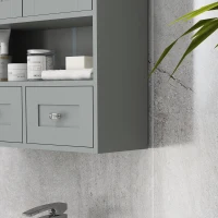 kleankin Armoire murale de salle de bain, armoire de toilette, avec portes, étagère, 2 tiroirs, 50,8l x 17,8P x 66H cm, gris(m-9)