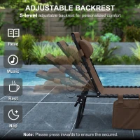 Outsunny Leżak składany z poduszką pod szyję, stalowy stelaż, siateczkowe obicie, udźwig 120 kg, brązowy(m-4)