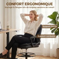 HOMCOM Chaise bureau ergonomique, chaise de dessin réglable en hauteur, repose-pieds réglable, 61 x 61 x 108 cm, noir(m-7)