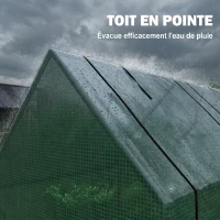 Outsunny Mini Serre de Jardin mini serre tunnel 270L x 90l x 90H cm cm toit pointu Acier PE Haute densité 140 g/m² Anti-UV 3 fenêtres avec Zip enroulables Vert(m-8)