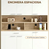 HOMCOM Alacena de Cocina Alta con 6 Puertas y Gran Cajón Estantes Encimera Amplia para Microondas 120x40x175 cm Blanco(m-5)