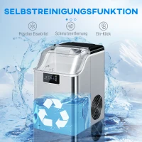 HOMCOM Eiswürfelmaschine, Eiswürfelspender, Ice-Maker, 20 kg/24h Eiswürfelbereiter mit 2,1 L Wassertank, Silber(m-7)