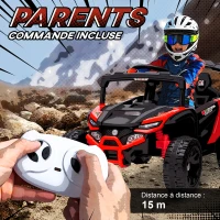 AIYAPLAY Voiture électrique enfant UTV, buggy électrique enfant 12V 2 moteurs, télécommande, LED, musique, klaxon, 3-8 ans, rouge(m-5)