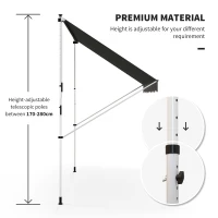 Outsunny 3x1.5m  Adjustable Outdoor Aluminium Frame Awning Grey(m-7)