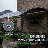 Outsunny Anbaupavillon Pergola mit Metallgestell Dach, wetterfest wandmontiert Pavillon Vordach 2,86 x 3,84 x 2,52 m Grau(m-6)