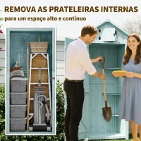 Outsunny Armário de Jardim de Madeira 77x54,2x179 cm 0,3 m² Armário de Armazenamento com 3 Prateleiras e 2 Portas Azul Claro(m-6)