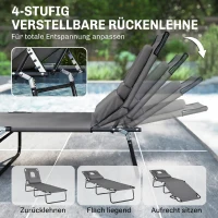Outsunny Sonnenliege mit Gesichtsloch & Kissen, klappbar, wasserabweisender Bezug, Metallrahmen, Dunkelgrau(m-5)