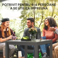 Outsunny Masă de Grădină Extensibilă 85/125 x 70 x 73 cm, Masă de Dining pentru 4-6 Persoane, Dreptunghiulară, din Aluminiu cu Blat din Sticlă, Pentru Patio Terasă Balcon Exterior, Gri Închis(m-5)