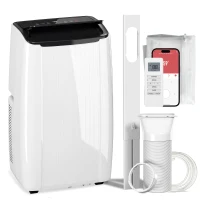 HOMCOM 14000 BTU 5-in-1 Portable Air Conditioner with Cool, Heat, Dehumidifier, Fan, Sleep, WiFi Voice Control, White(m-1)