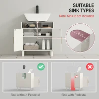 HOMCOM Under Sink Cabinet for Basin without Pedestal - Cream White(m-4)