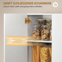 HOMCOM 180 cm Hoher Küchenschrank, Vorratsschrank mit Soft-Close-Türen und Verstellbaren Regalen, Hochglanz Weiß(m-7)