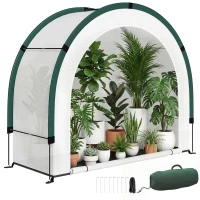 Outsunny Serre de Jardin Pliable et Portable, Petite Serre de Balcon en Bâche PE et Porte Zippée, 200 x 80 x 164 cm, Vert(m-11)