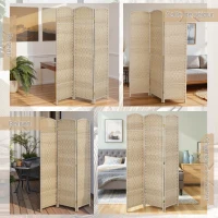 HOMCOM Paravent intérieur en bois 3 panneaux séparateur de pièce pliable pour salon chambre 135 x 180 cm chêne(m-7)