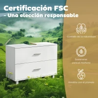 HOMCOM Mueble Bajo Lavabo con 2 Cajones Estilo Moderno para Lavabo sin Pedestal 80x30x60 cm Blanco(m-7)