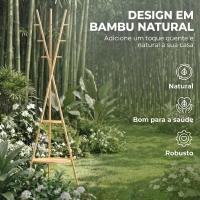 HOMCOM Cabide de Pé em Bambu Cabide para Roupas com 2 Prateleiras e 9 Ganchos Design Elegante 58,5x58,5x176 cm Madeira(m-7)