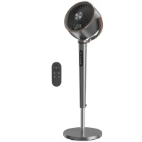 HOMCOM 20dB Silent Standing Fan, 70°+90° Auto Oscillating Fan with 12 Speeds, LED Light, Air Circulator, Remote Control, 12H Timer, for Bedroom, 46 Inch, Grey(m-11)