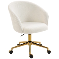 HOMCOM Chaise de bureau, fauteuil de bureau ergonomique réglable en hauteur, siège pivotante, piètement en acier, crème