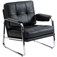 HOMCOM Fauteuil en cuir PU, fauteuil d'appoint à assise large, mousse haute densité, rembourrage épais, montage facile, noir