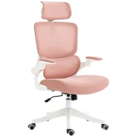 Vinsetto Silla de Malla Giratoria Silla de Escritorio Basculante con Respaldo Alto Reposacabezas Reposabrazos 62x58x133 cm Rosa(m-10)