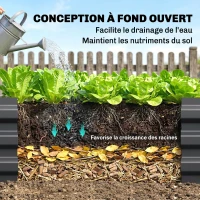 Outsunny Carré potager de jardin rectangulaire jardinière extérieure 241 x 90 x 30 cm tôle d'acier ondulée gris(m-6)