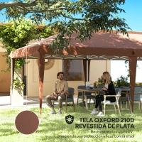 Outsunny Carpa Plegable 6x3 m con Altura Ajustable en 3 Niveles Bolsa de Transporte Anti-UV y Marco de Acero Café(m-6)